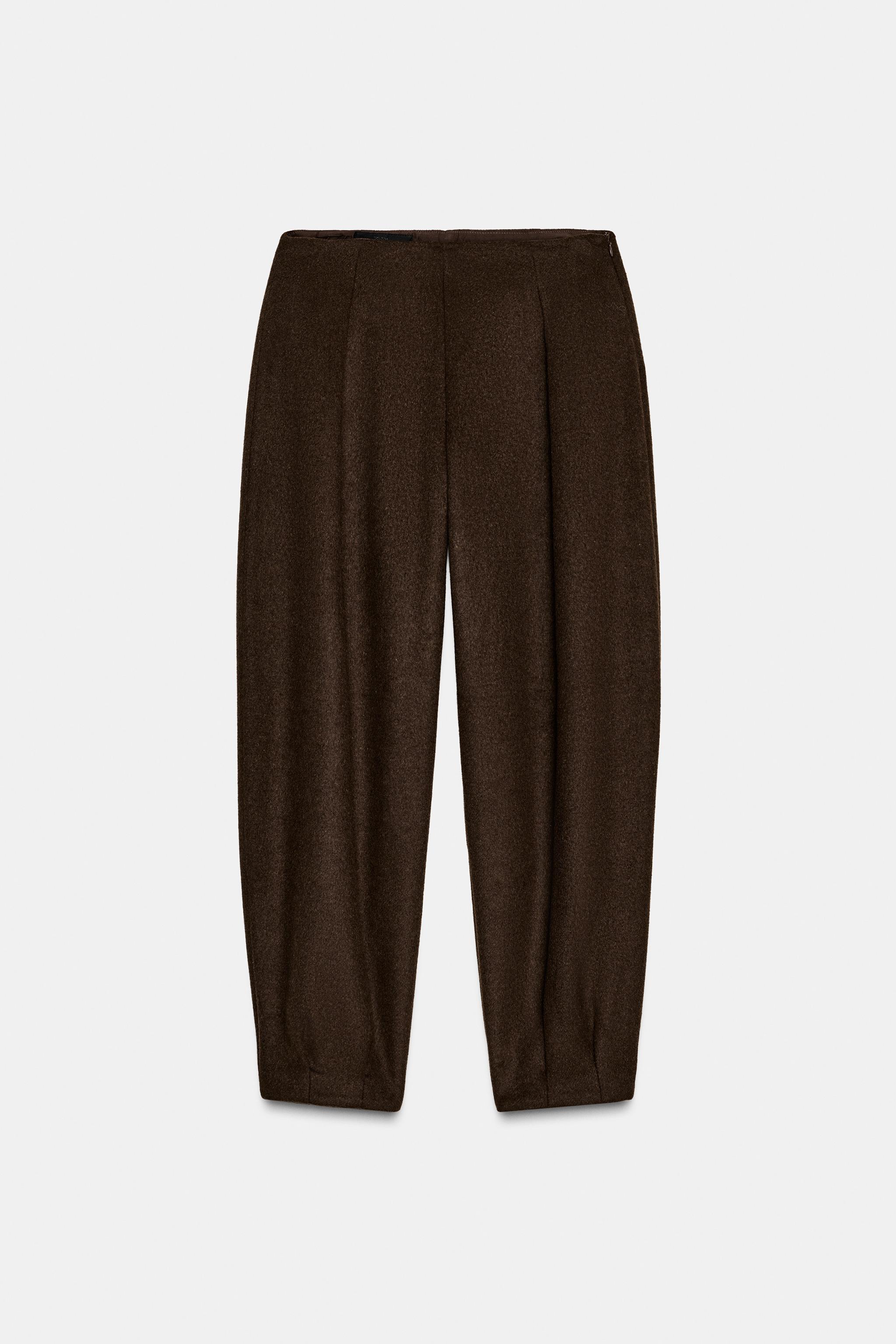 WOOL BARREL PLEATED PANTS
